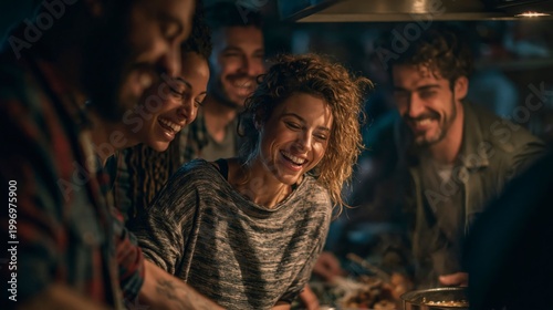 Friends laughing together at a gathering