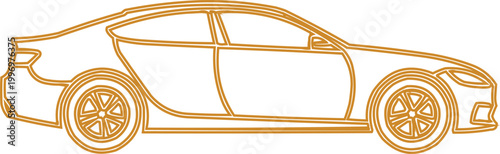 Sedan car profile represents a modern passenger vehicle.
