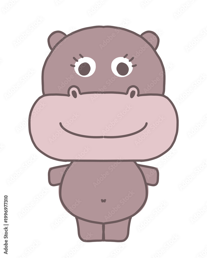 Fototapeta premium Hippo Hand drawing simple cartoon