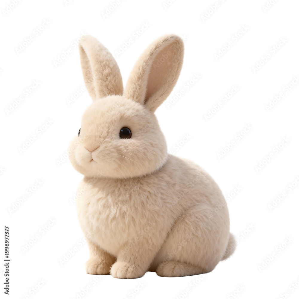 Obraz premium [Transparent Background PNG]Cute Fluffy White Plush Bunny Rabbit