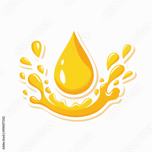 Yellow liquid drop with splashes