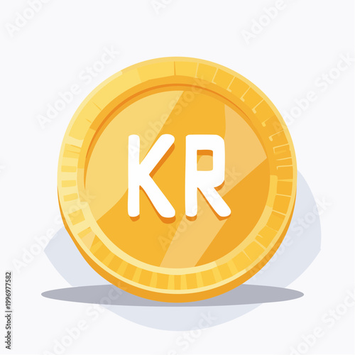 Golden coin with KR currency symbol