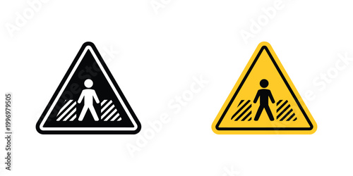 Crushing Hazard Warning Icons in Vector Style, Safety Sign Design Featuring Risk of Injury Symbol for Industrial and Workplace Graphics