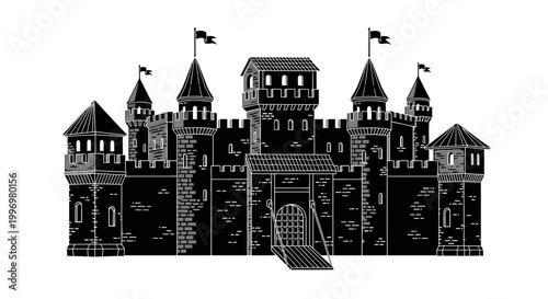 Medieval Castle Architecture Stone Structure.