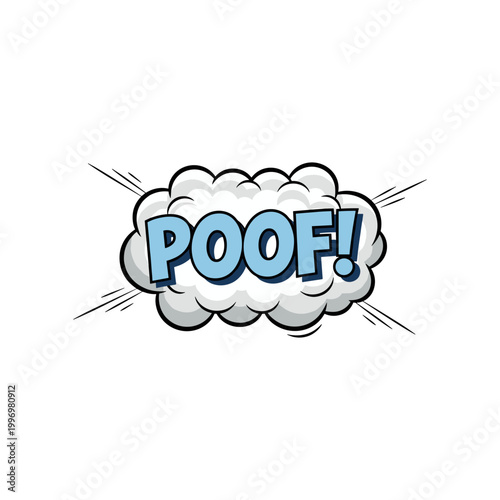 Blue P O F comic explosion cloud with lines poof speech bubble