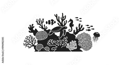 Black and white coral reef fish.