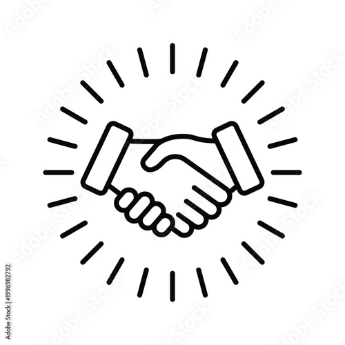 Handshake for business agreement and partnership line icon