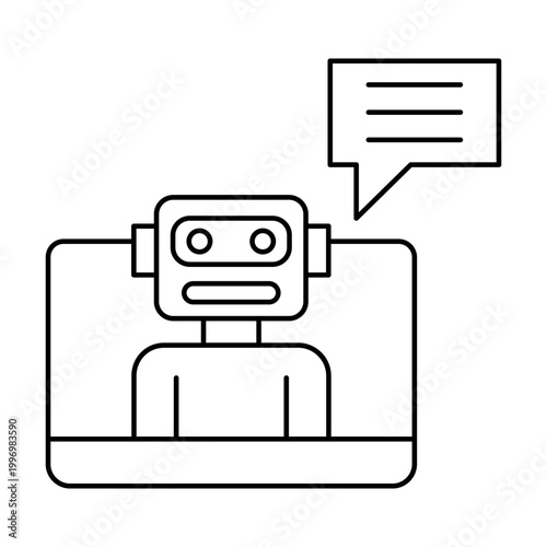 AI chatbot icon lines. AI technology icons for web and mobile app.