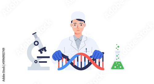Scientist Examining DNA Structure in Laboratory