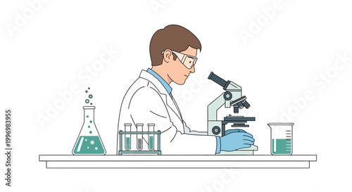Scientist Working with Microscope in Laboratory
