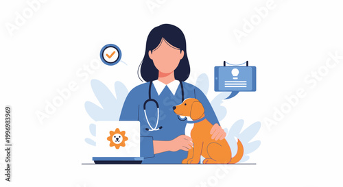 Veterinarian Consulting Online with Dog Patient