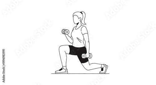 Woman Doing Dumbbell Lunge Exercise Illustration