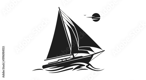 Sailing boat on the water surface.