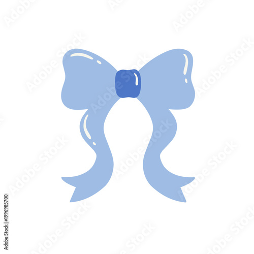 Blue Bow Illustration for Decoration and Gift Wrapping