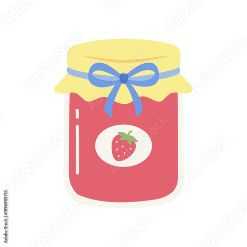Strawberry Jam Jar Sweet Homemade Food Illustration