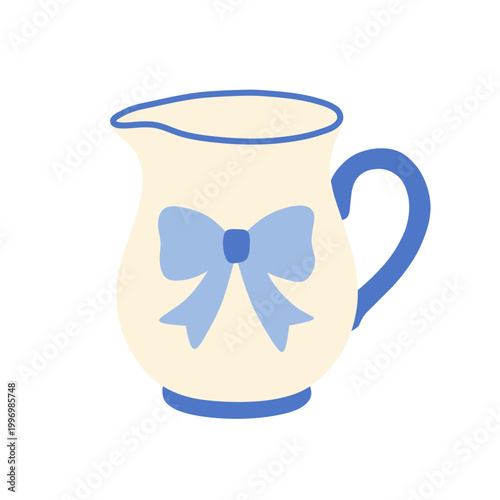Coquette Milk Jug with Blue Bow Illustration