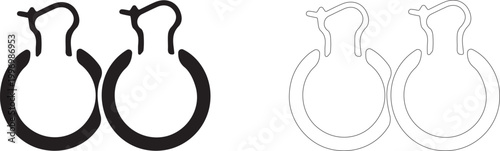 Hoop earrings, jewelry and female accessory symbol for fashion and beauty, vector icon in two styles: glyph and outline.