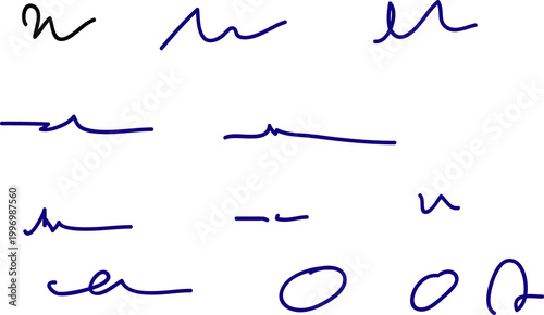 A Collection of Handwritten Script Samples and Abstract Scribbles Displayed on a Plain Background