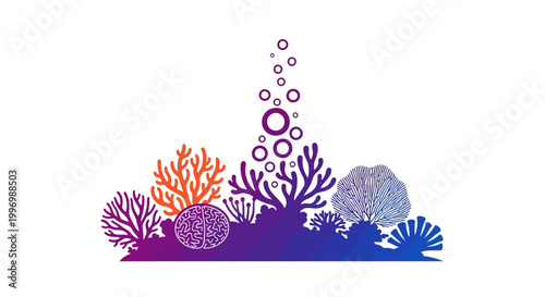 Colorful Coral Reef Illustration Graphic.