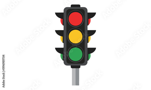Vertical traffic light vector with red yellow and green lamps