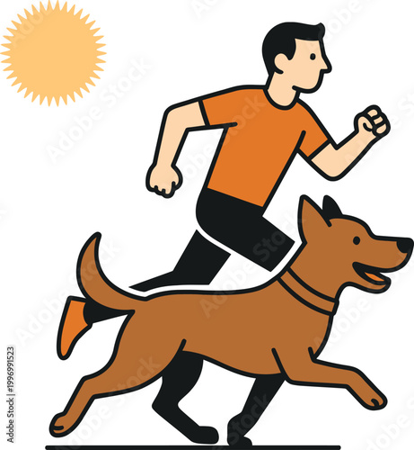 A cute cartoon puppy happily running and playing with another dog in a fun and lively scene