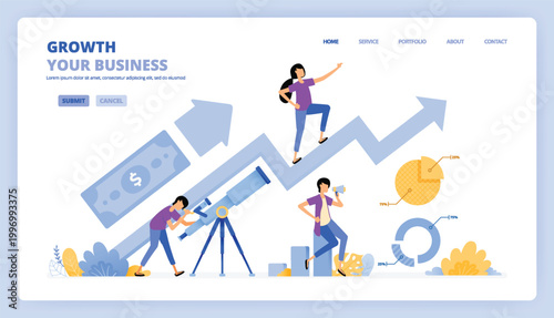 Business growth concept with people analyzing statistics and finance charts
