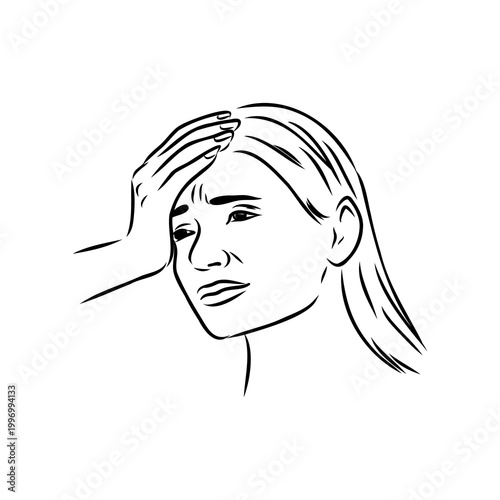 Headache, symptoms of illness, vector sketch