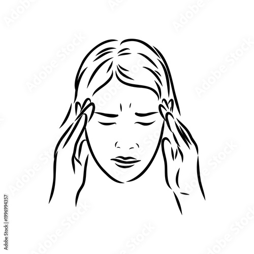 Headache, symptoms of illness, vector sketch