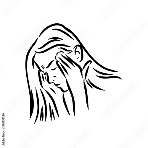 Headache, symptoms of illness, vector sketch