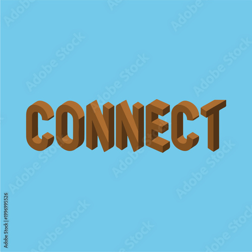 3D Connect Text Logo Design.