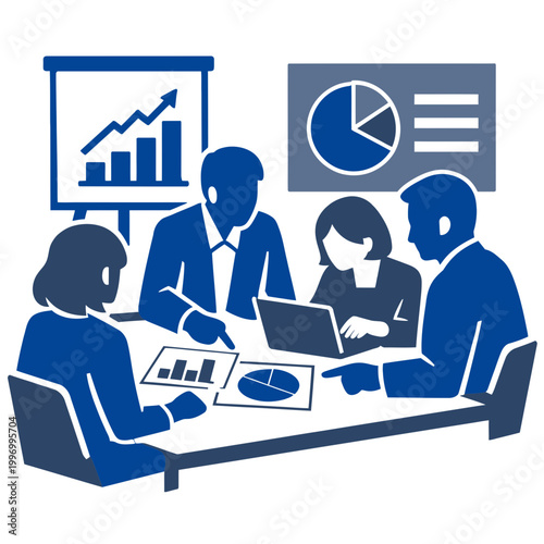 Flat vector design of professional colleagues in a meeting