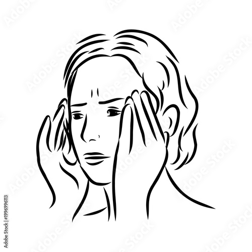 Headache, symptoms of illness, vector sketch