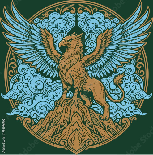 Majestic Griffin Mythical Creature Illustration.