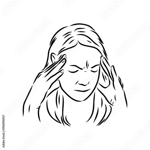 Headache, symptoms of illness, vector sketch