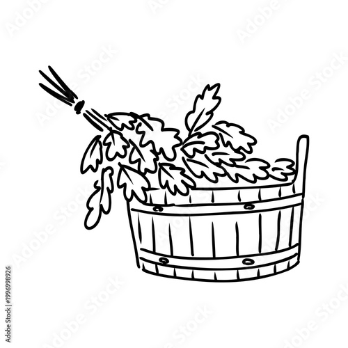 Sauna, Steaming,Bathhouse, vector sketch