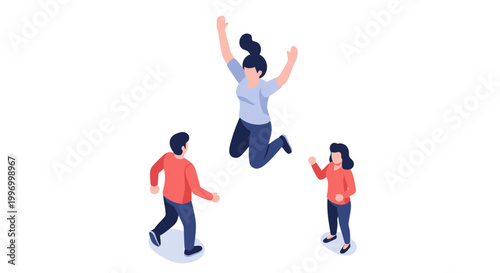 Joyful People Celebrating Success with Energetic Jumping and Happiness.