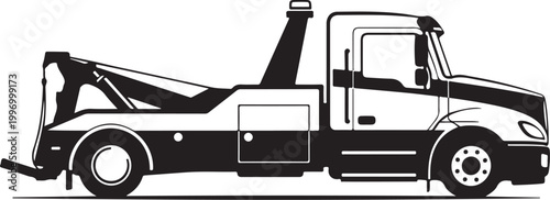 Tow truck, vehicle recovery truck, car rescue illustration, transport icon