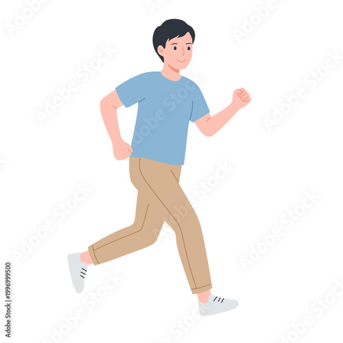 Running Man in Casual Wear Illustration