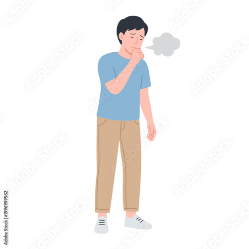 Coughing Man Ill with Sickness Respiratory Infection