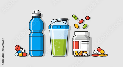 Supplements and hydration for a healthy lifestyle.