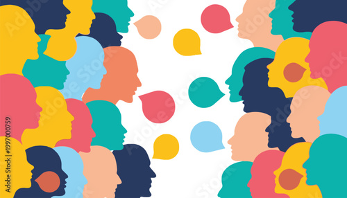 A vibrant illustration of diverse people communicating effectively