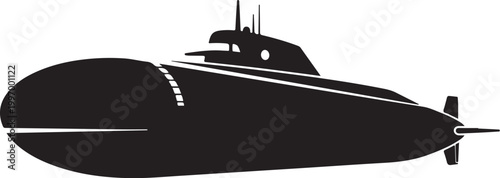 Black submarine vector icon, naval vessel silhouette, ocean transportation, military boat