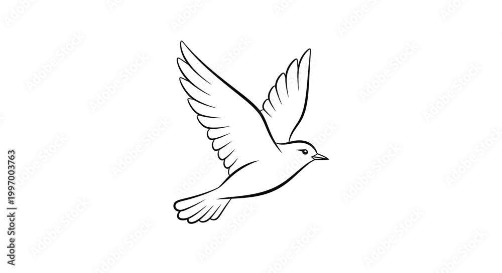 Obraz premium Minimalist flying bird line art icon isolated on white