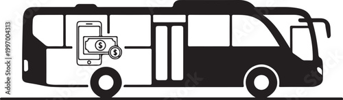 Black bus silhouette, side view, vector illustration, transportation icon