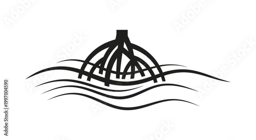 Black and white lighthouse icon graphic.