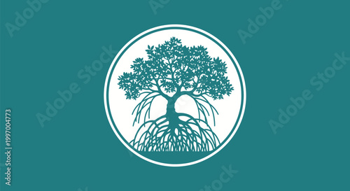 Tree with roots logo symbol.
