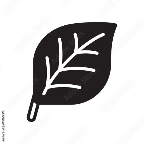 Black leaf icon, vector leaf symbol, simple leaf illustration, eco friendly graphic