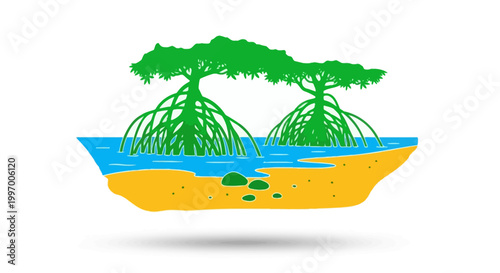 Mangrove trees in a boat.