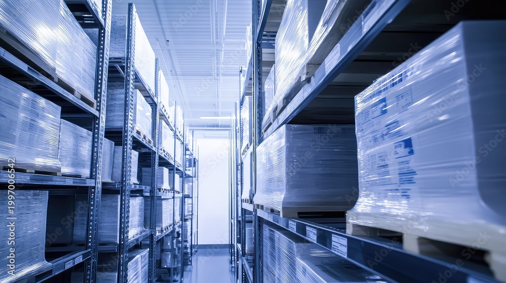 Obraz premium Warehouse full of products on shelves storing logistics