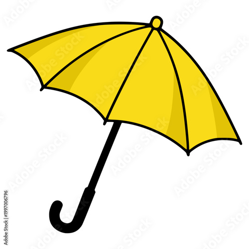 cartoon yellow umbrella sun protection summer flat color vector illustration template design
